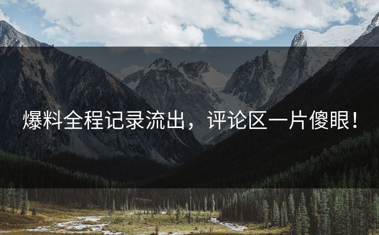 爆料全程记录流出，评论区一片傻眼！