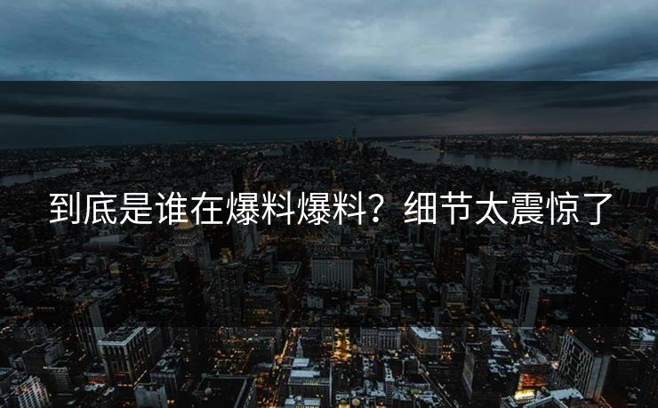 到底是谁在爆料爆料？细节太震惊了