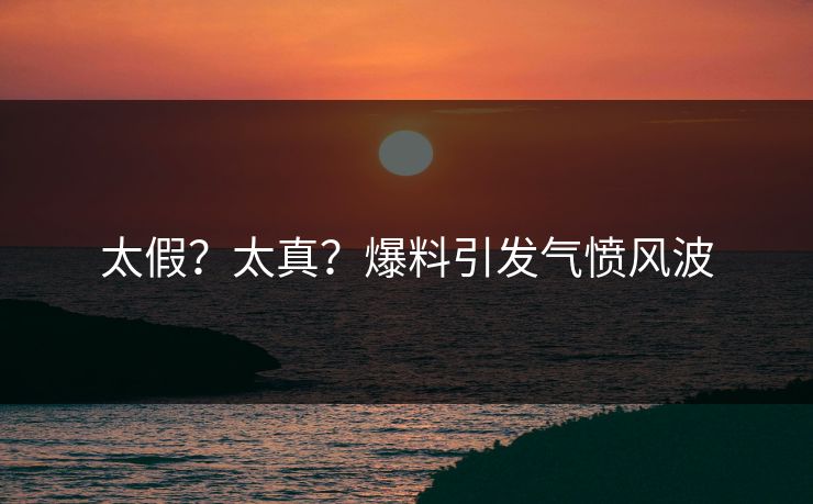 太假？太真？爆料引发气愤风波