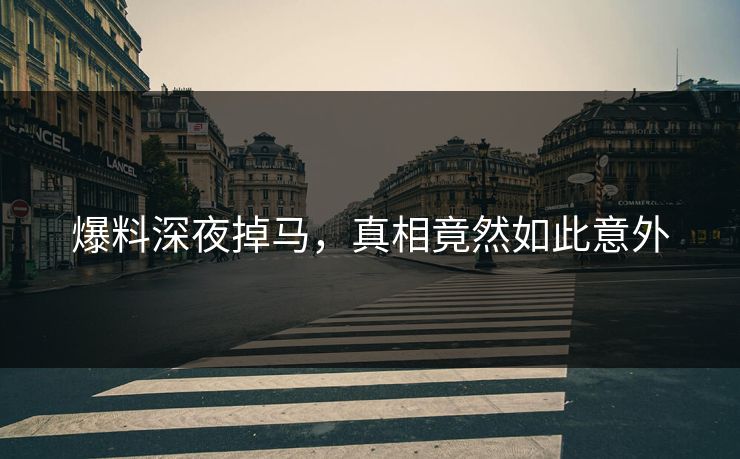 爆料深夜掉马，真相竟然如此意外