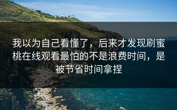 我以为自己看懂了，后来才发现刷蜜桃在线观看最怕的不是浪费时间，是被节省时间拿捏
