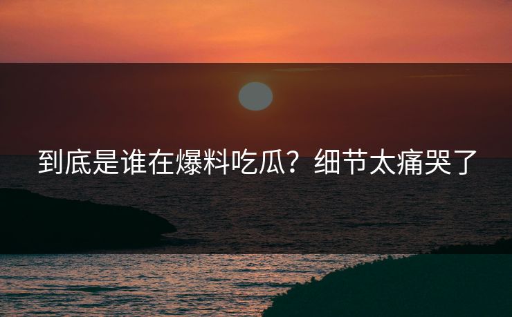 到底是谁在爆料吃瓜？细节太痛哭了