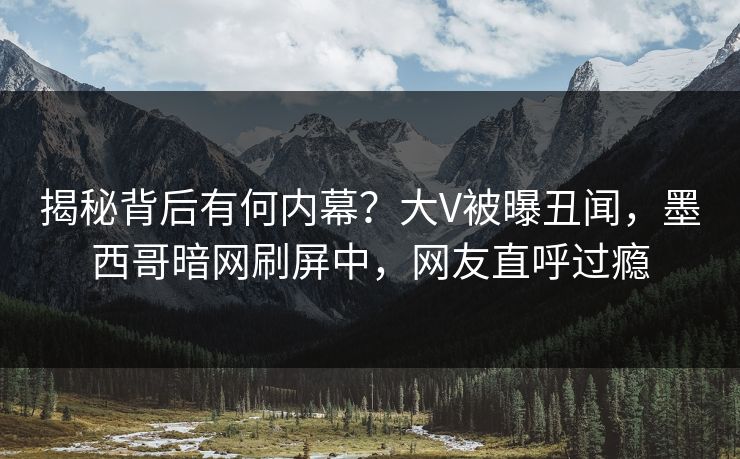 揭秘背后有何内幕？大V被曝丑闻，墨西哥暗网刷屏中，网友直呼过瘾