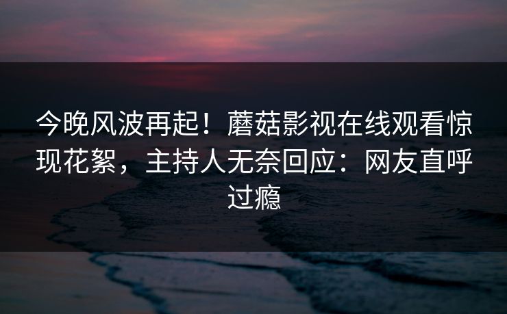 今晚风波再起！蘑菇影视在线观看惊现花絮，主持人无奈回应：网友直呼过瘾