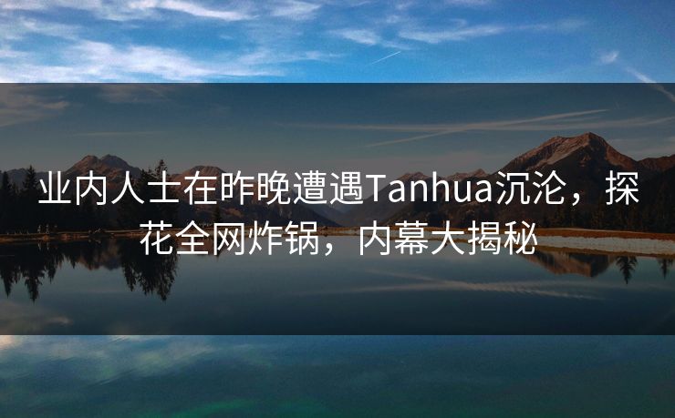业内人士在昨晚遭遇Tanhua沉沦，探花全网炸锅，内幕大揭秘
