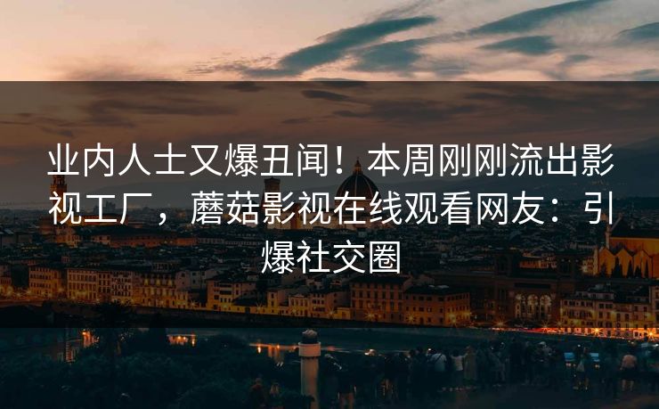 业内人士又爆丑闻！本周刚刚流出影视工厂，蘑菇影视在线观看网友：引爆社交圈