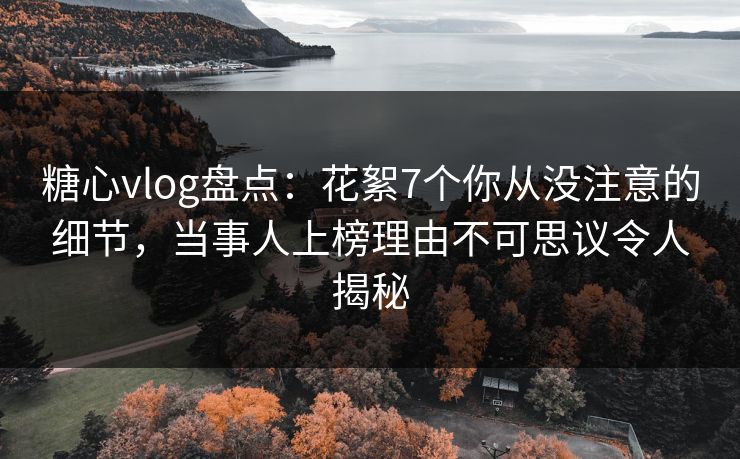 糖心vlog盘点：花絮7个你从没注意的细节，当事人上榜理由不可思议令人揭秘