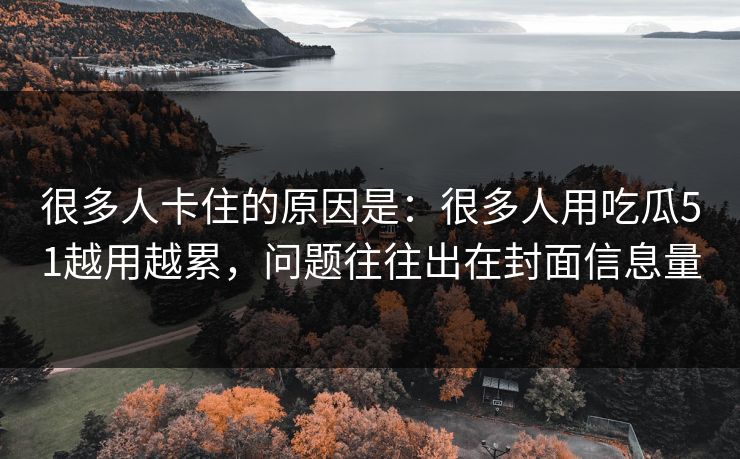 很多人卡住的原因是:很多人用吃瓜51越用越累,问题往往出在封面信息量 很多人卡住的原因是:很多人用吃瓜51越用越累,问题往往出在封面信息量